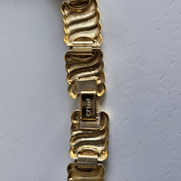 Monet Gold and Blue Necklace with Tribal Design - Picture 4 of 8